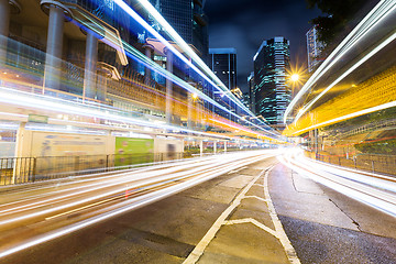 Image showing Modern city at night in hongkong