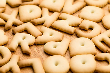 Image showing Baked letter cookie over the wooden table