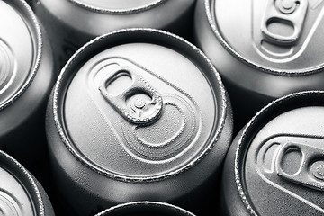 Image showing Fresh cold cans of soft drink