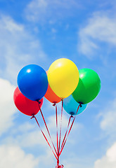 Image showing Colorful balloons with sunshine