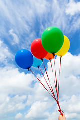 Image showing Colorful balloons in the blue sky
