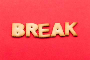 Image showing Word break cookie over the red background