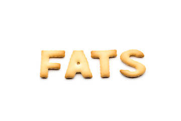 Image showing Word fats biscuit isolated on white background 