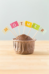 Image showing Flag on muffin with a word mother