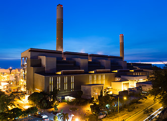 Image showing Power plant at night