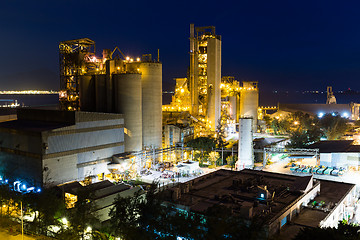 Image showing Cement factory at night