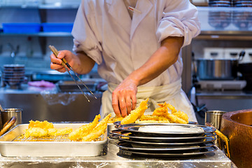 Image showing Cooking of Tempura, japanese cuisine