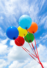 Image showing Color air balloon on blue sky background