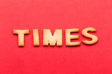 Image showing Word times cookie over the red background