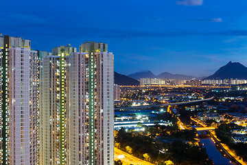 Image showing Public housing in Hong Kong at night