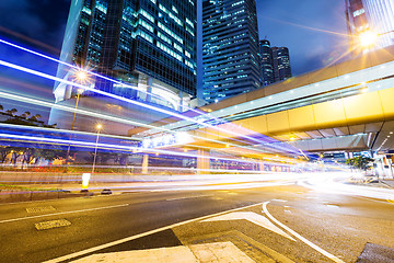 Image showing Traffic city night at hongkong