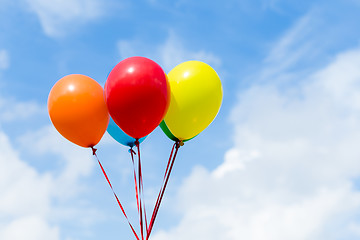 Image showing Color balloons with blue sky