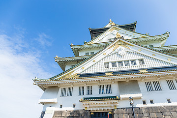 Image showing Osaka castle in Japan with clear blue sky