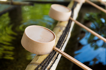 Image showing Traditional bamboo water scoop