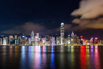 Image showing Night view of Hong Kong Island