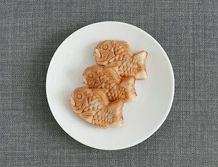Image showing Taiyaki of japanese traditional baked sweets on plate