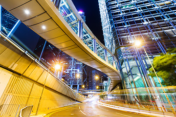 Image showing Traffic in Hong Kong at night