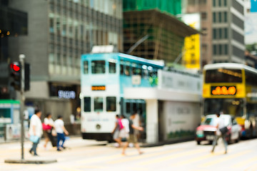 Image showing Crosswalk and pedestrian at street in hong kong 