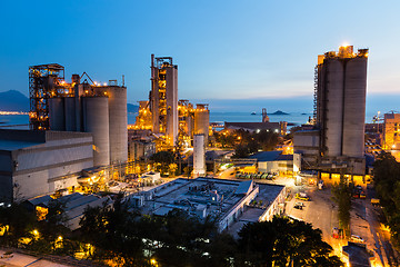 Image showing Cement factory at night