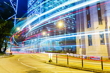 Image showing Hong Kong commerical district with busy traffic at night