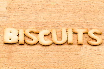 Image showing Word biscuits over the wooden background