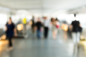 Image showing Blur background of corridor with crowded of people