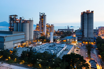 Image showing Cement Plant and power sation in sunset