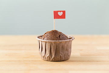 Image showing Flag on muffin with a heart shape