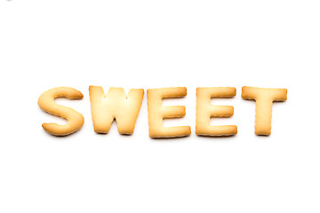 Image showing Word sweet cookie isolated on white background 