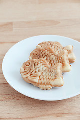 Image showing Taiyaki of japanese traditional baked sweets on the table