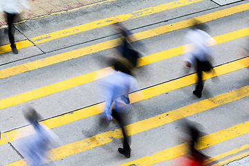 Image showing Busy Crossing Street in Hong Kong, China