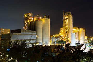 Image showing coal power station and cement plant at night