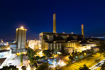 Image showing Cement factory at night