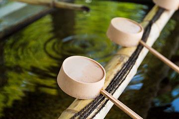 Image showing Traditional bamboo water scoop