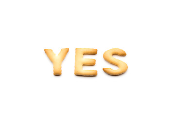Image showing Word yes cookie isolated on white background 