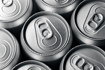 Image showing Group of an aluminum can of soda