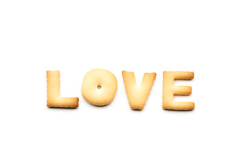 Image showing Word love biscuit isolated on white background 