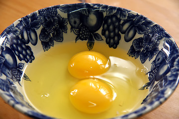 Image showing Two raw eggs