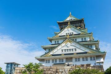 Image showing Osaka castle with blue sky