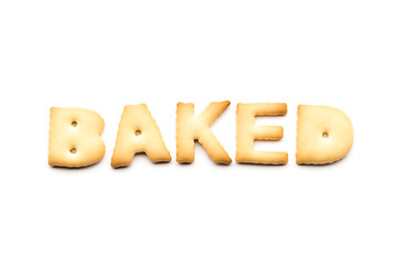 Image showing Word baked biscuit isolated on white background 