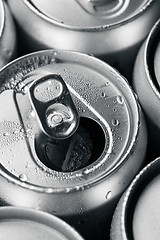 Image showing Top of open wet beer can close up