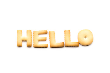 Image showing Word hello biscuit isolated on white background 