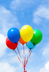 Image showing Colorful balloons with blue sky
