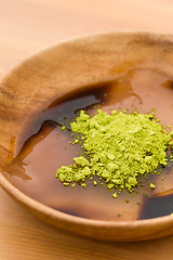 Image showing Japanese confection, green tea power and black sugar