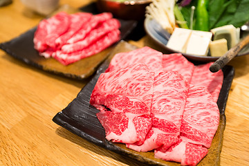 Image showing Sukiyaki Fresh Beef pork slices