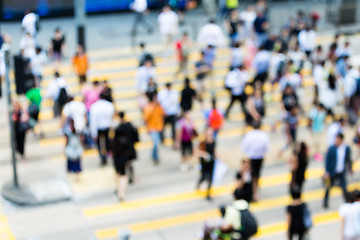 Image showing Blur view of Crosswalk and pedestrian at street in hong kong