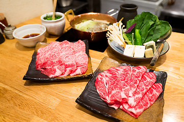 Image showing Sukiyaki Fresh Beef pork slices