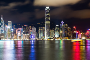 Image showing Hong Kong Harbor at night 