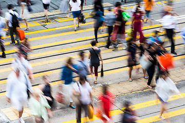 Image showing Busy pedestrian crossing at Hong Kong