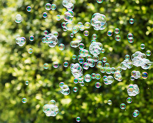 Image showing The rainbow bubbles from the bubble blower